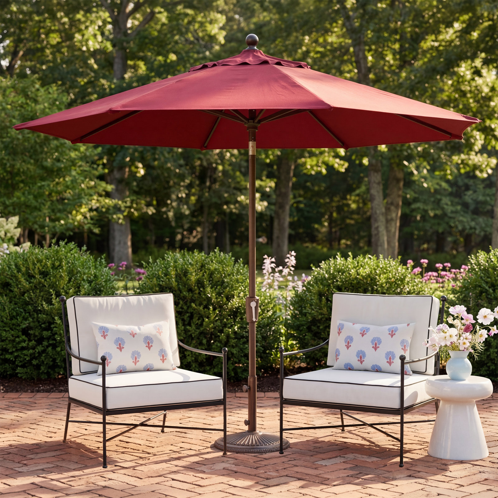 Canela 108'' Market Olefin Umbrella, Bronze, Really Red