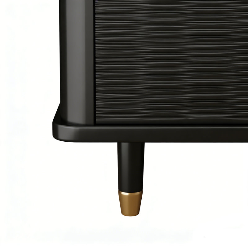 Meuble télé rétro de style français, 17.71"H x 63"L x 11.81"W, Gold/Black