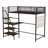 Twin sized loft metal bed with white for bedroom and dormitory, with built-in charging station and LED lighting-1425579734-1425579735