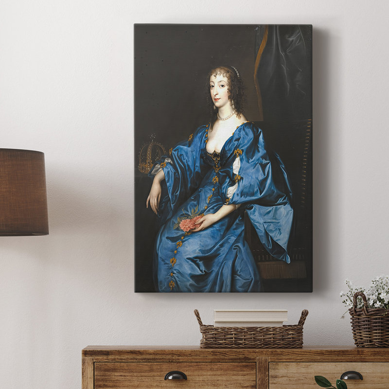 La reine Henrietta Maria d'Angleterre, toile tendue par Anthony Van Dyck, 12 x 18
