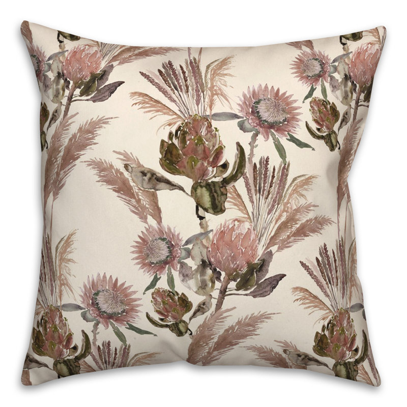 Coussin décoratif en polyester / mélange de polyester, Crème / brun