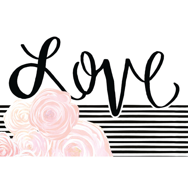 Love Blush Black Strips 2 1 Piece Wrapped Canvas Wall Art, 20cm H x 30cm W