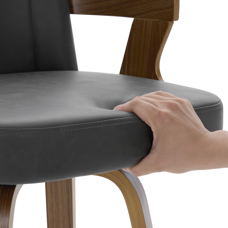 26" Upholstered Swivel Counter & Bar Stool with Armrest, Gray, Counter Stool (26" Seat Height)