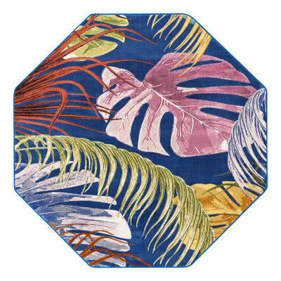 Tapis bleu marine / rose / jaune Lavern
