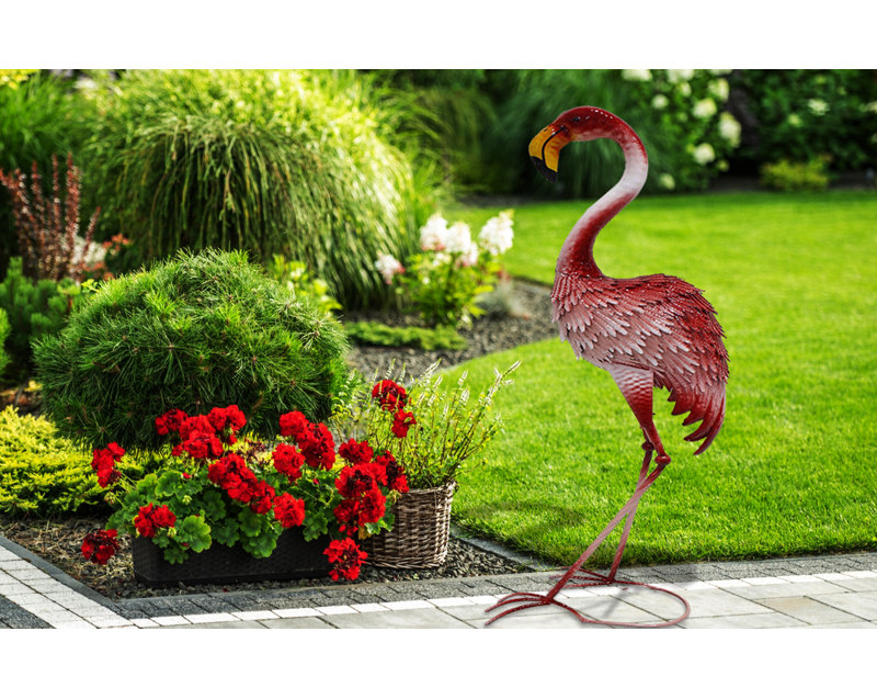 Statue de jardin extérieur flamant rose