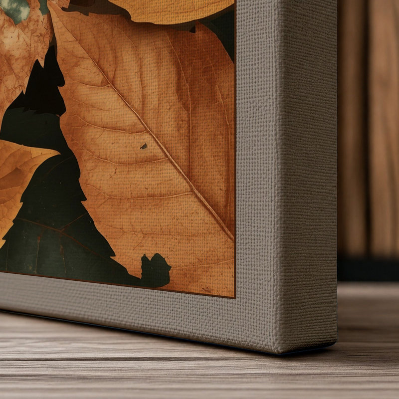 Autumn Leaves Close Botanical - Wrapped Canvas, 18x12 - 45.7 x 30.5 cm, Taupe Border