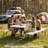 6/8-Person Long Wood-grain Picnic Table Set Outdoor Dining Set-483798477-506598977
