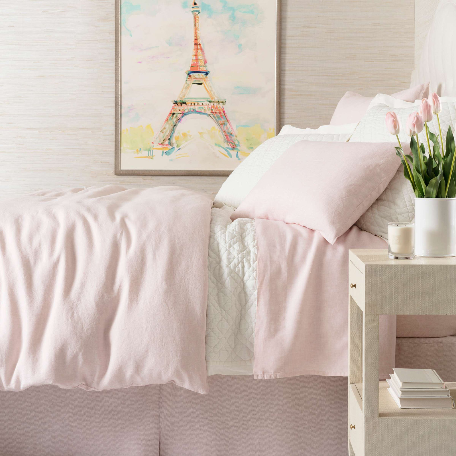 Lush Linen Duvet Cover Set, Twin/Twin XL Duvet Cover, Slipper Pink