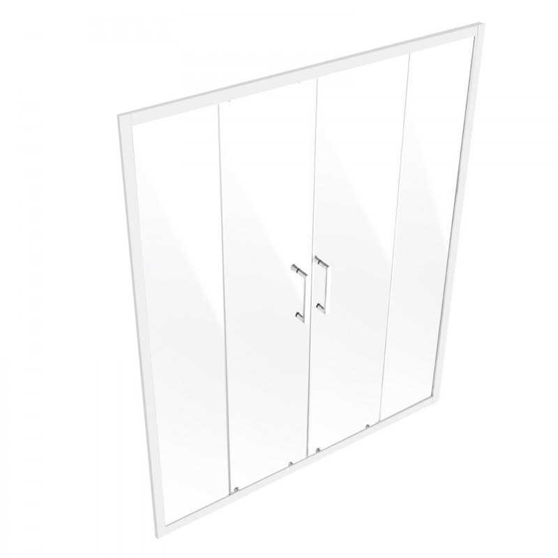 Porte de douche coulissante double semi-sans cadre en verre trempé 1/4 po chrome, Chrome