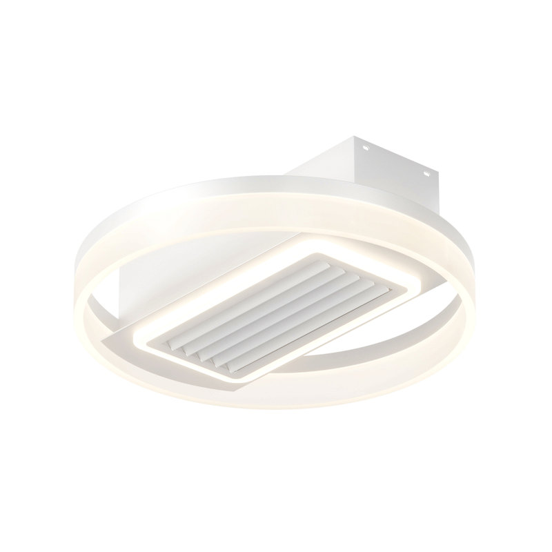 Ventilateur de plafond sans lame à DEL de 20 po avec télécommande - plafonnier encastré moderne avec circulation d'air et luminosité réglable pour le salon, la salle à manger ou la chambre à coucher, moteur silencieux / 6 vitesses / courant contin