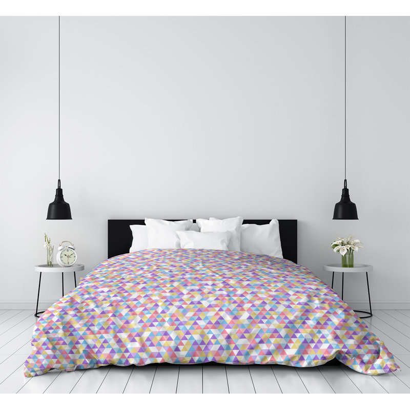 Housse de couette Katelyn Elizabeth, Housse de couette pour lit simple, Rose, bleu et mauve, Polyester brossé