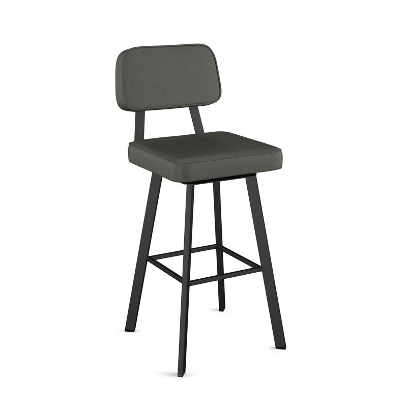 Cloran Swivel Counter & Bar Stool, Textured Dark Brown, Medium Gray, Counter Stool (26" Seat Height)