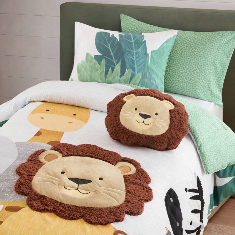 Safari Bedding Sets, Twin/Twin XL Green Microfiber Comforter Set for Kids
