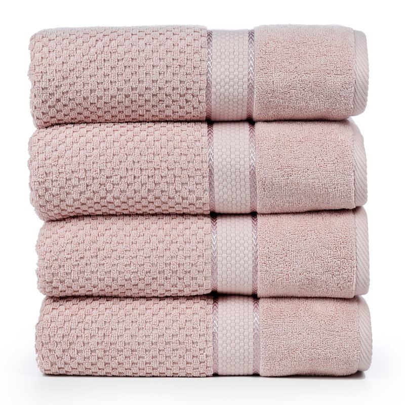 Collection de serviettes texturées 100% coton Mulaayam, Bleu ciel, Essuie-mains - paquet de 4