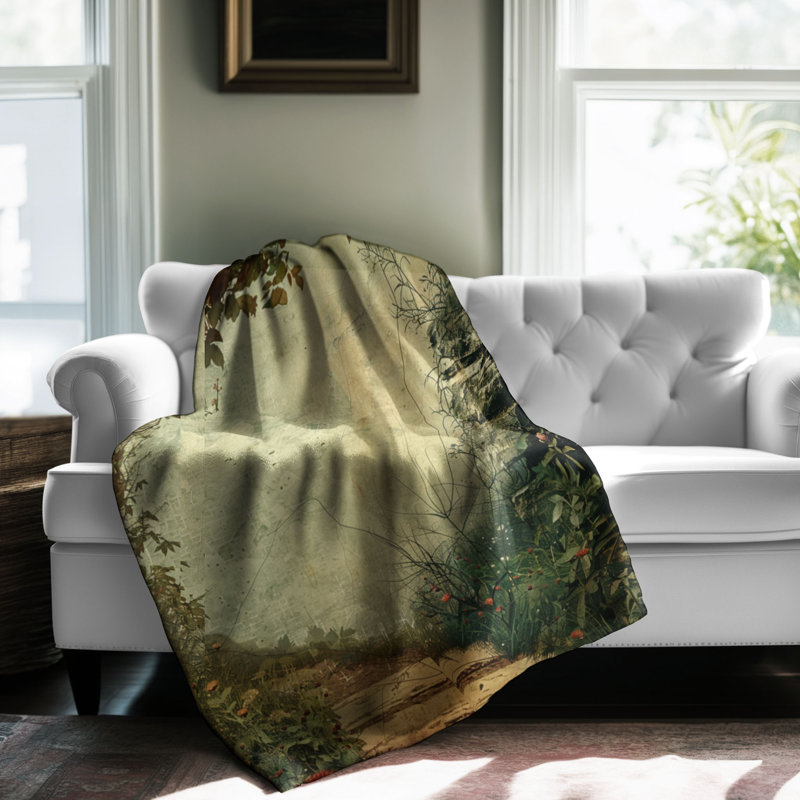 Forêt mystique d'Ostara - couverture en sherpa de qualité supérieure 1 pièce - reproduction d'art luxueuse, Grand lit