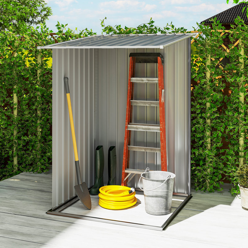 Outsunny 3.3 x 3.4 ft Lean to Garden Shed Metal, Grey