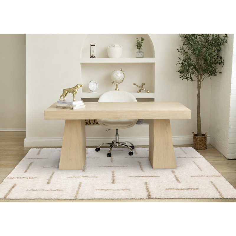 Tapis d'intérieur à poils longs à poils doux beige Rustem, Rectangle 7 pi 10 po x 10 pi 6 po