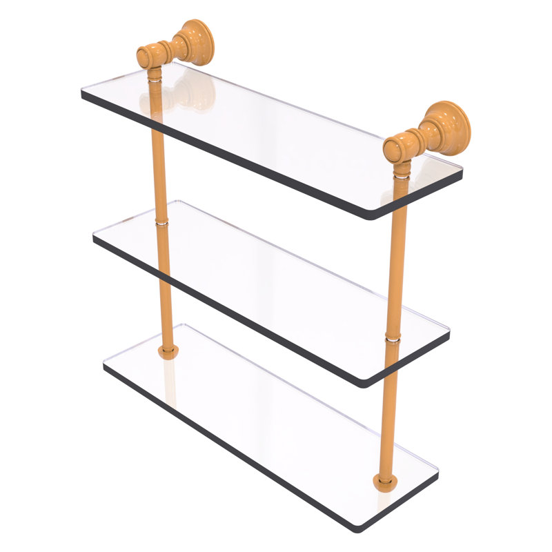 Freyja 3 Piece Glass with Towel Bar, 16" H x 16" W x 5.54" D, Golden Yellow