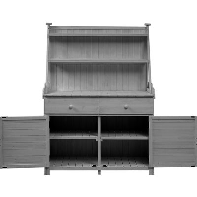 65 po banc de rempotage pour les jardins, bois de sapin, gris, jardin de qualité fiable, armoire de rangement élégante