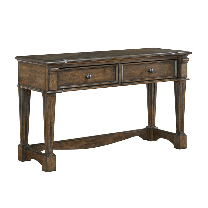 Console classique brun classique avec 2 tiroirs, idéale pour le rangement dans l'entrée