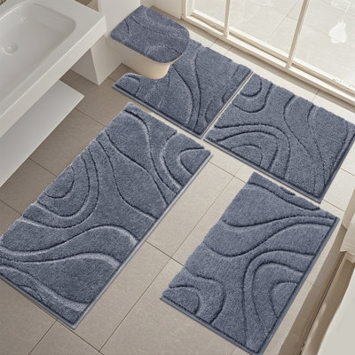 Ensemble de tapis de bain en microfibre 5 pièces avec envers antidérapant
