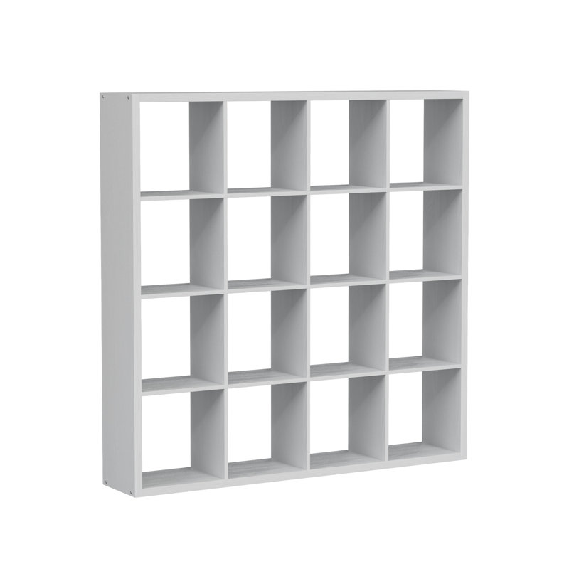 16 Cube Storage Organizer with Thick Four-Row Edges, Engineered Wood Modular Cube Unit, Horizontal & Vertical Convertible Bookshelf for Bedroom Playroom Living Room