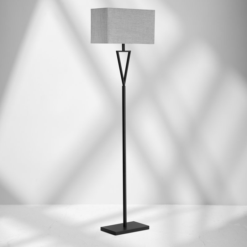 Sevastian 157cm Rectangle Slimline Floor Lamp, Powder Coated, Grey