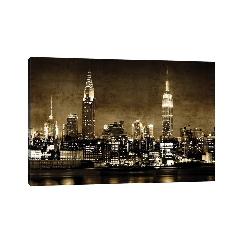NYC in Sepia 1 Piece Wall Art on Canvas, 20.32 cm H x 30.48 cm W, Wrapped Canvas