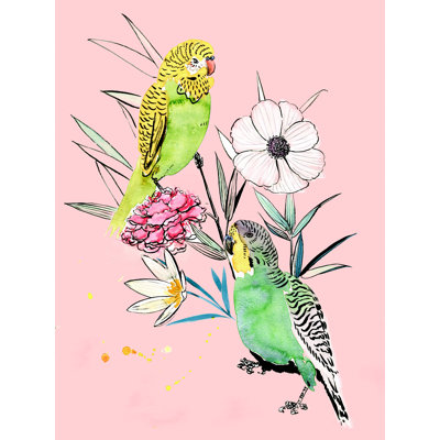 " Parrots With Flowers "