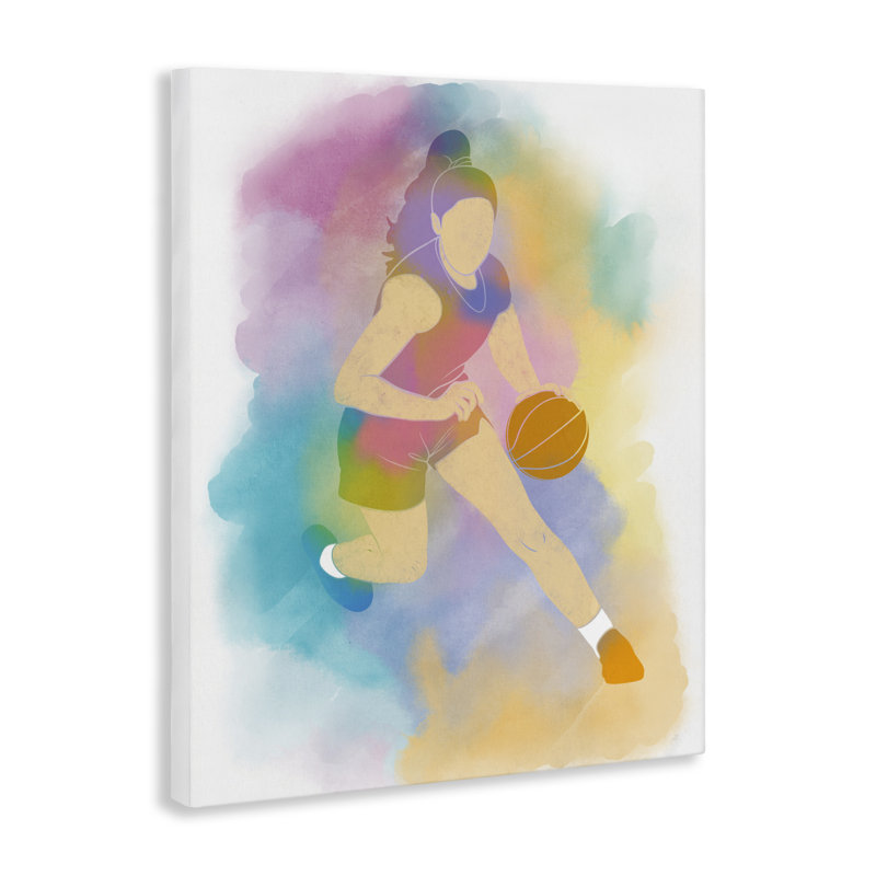 Toile de basketball colorée, design par Marcus Prime, H 20 po x l 16 po