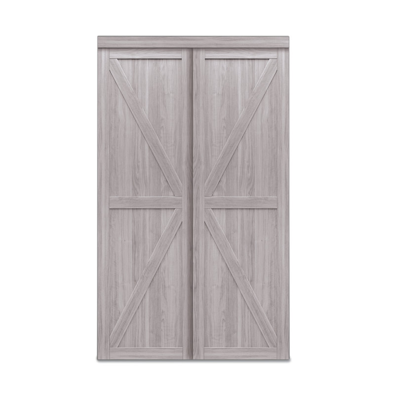 Porte de placard coulissante à panneaux K, 72 po x 80 po, Chêne argenté
