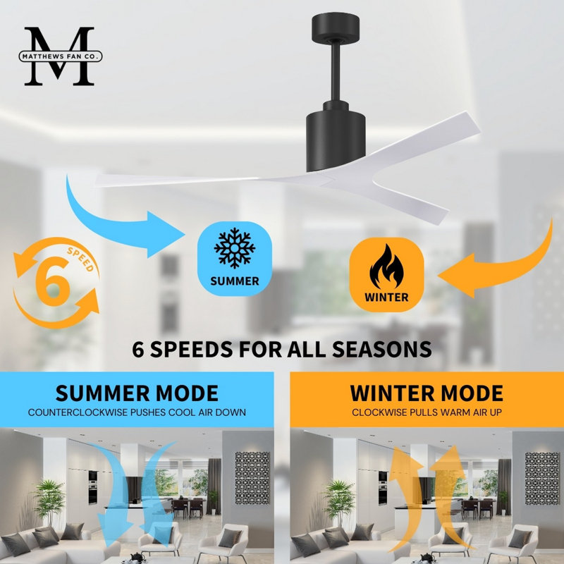 Molly 56" Ceiling Fan, Matte Black, Gloss White