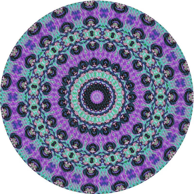 Tapis bleu/rose à tisser électrique, Rond 3 pi
