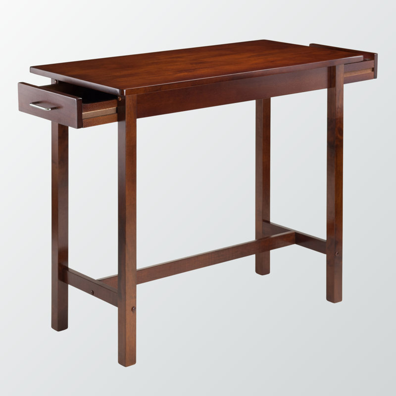 Cab Walnut Finish Dining Table with Two Storage Drawers, 33.1'' H X 39'' W X 19.5'' D