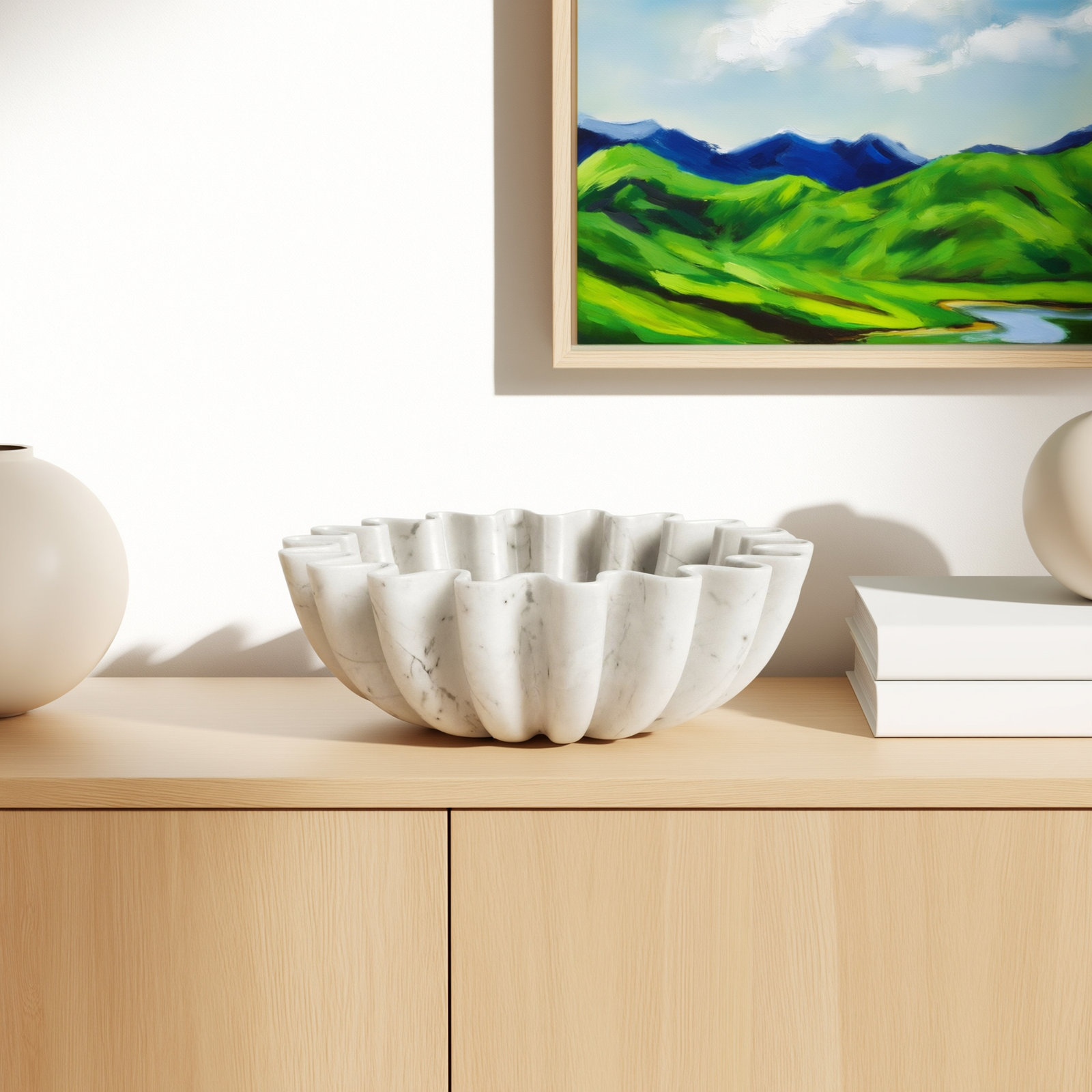 Tahani 12" W Marble Abstract Decorative Bowl