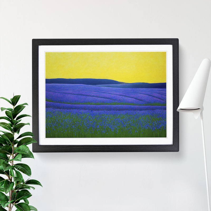 Joyous Absract Bluebell Field - Framed Print, Black, 46cm H x 64cm W x 2cm D