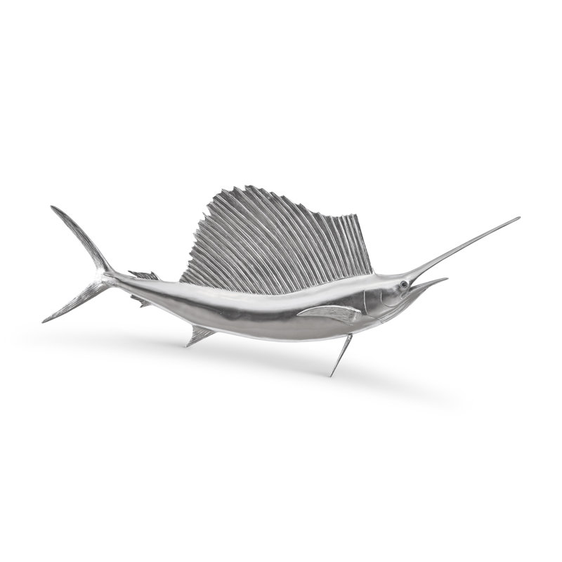 Silver Resin Sail Fish Wall Sculpture for Kids
