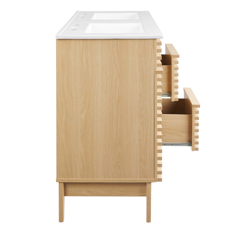 Modway Render 48" Double Sink Bathroom Vanity, Oak