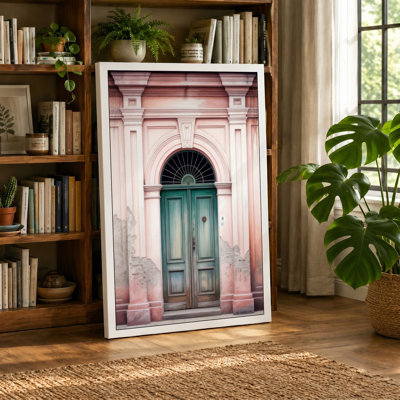 Faded Turquoise Door Vintage - Wrapped Canvas