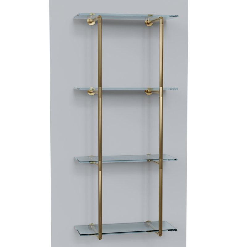 Shing 14.875'' W Metal Shelving Unit, Polished Brass