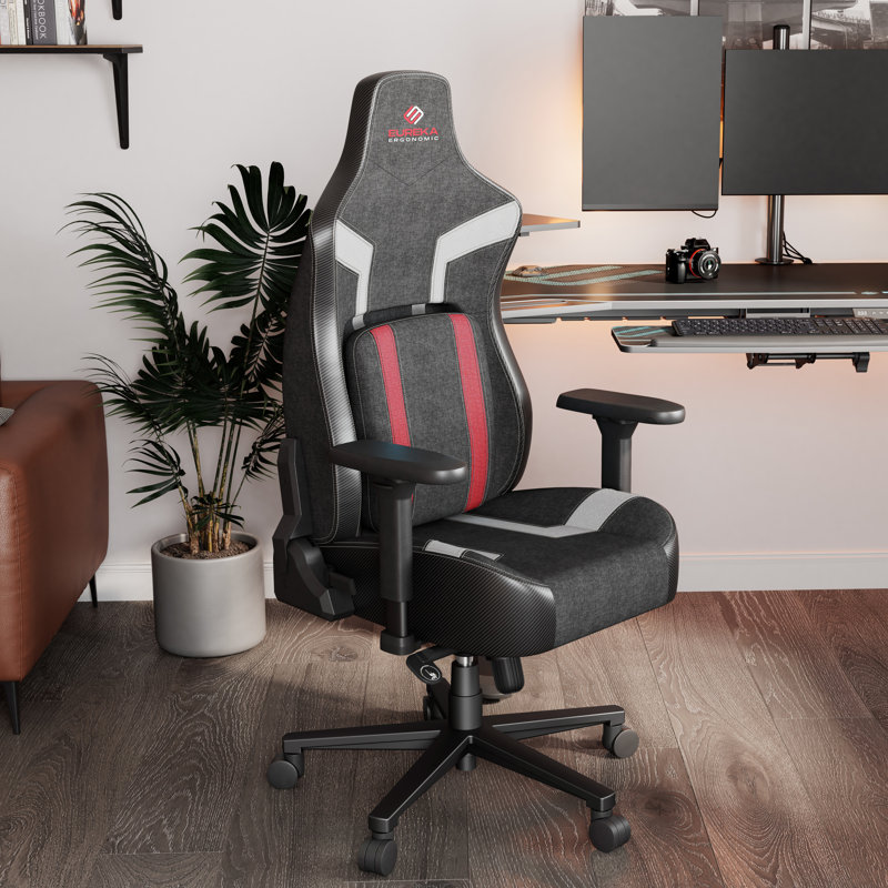 Fauteuil ergonomique Python II, Gris foncé / rouge / blanc