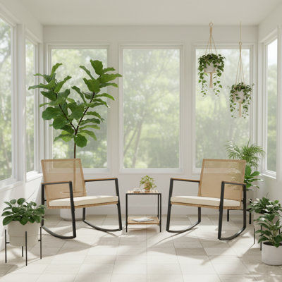 Athens 3-piece Patio Rocking Conversation Sets with Cushions