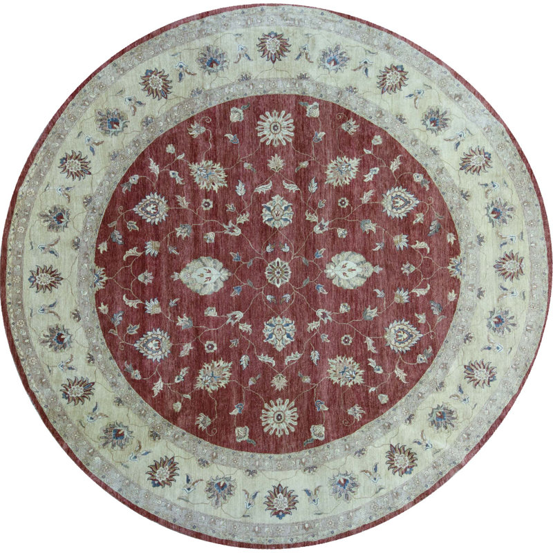 Wool Oriental Area Rug in Rust/Gold/Cream