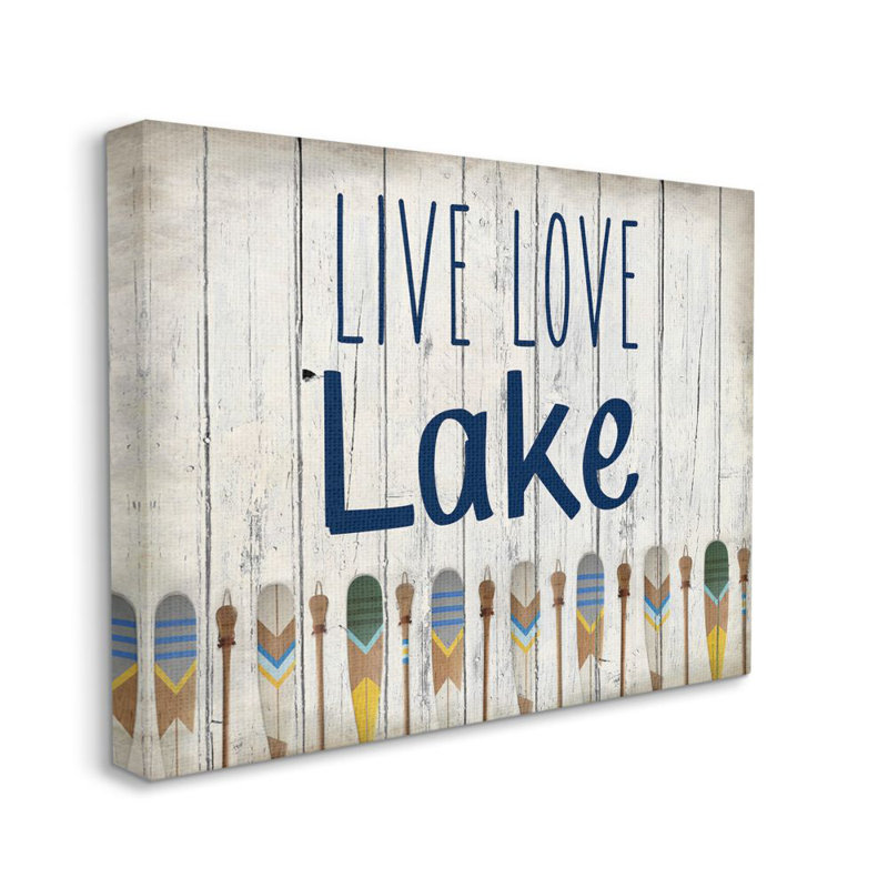 Traduction libre «Live Love Lake» par Kim Allen - impression d'art graphique, Toile tendue, H 24 po x l 30 po