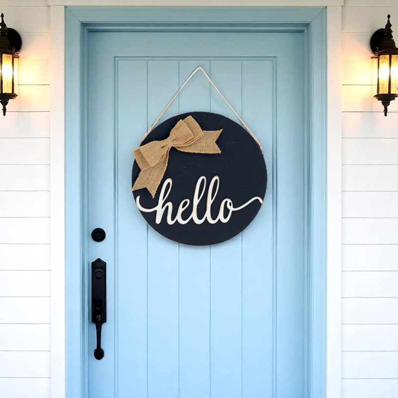 Décoration murale réversible 12 po en bois massif Hello and Welcome