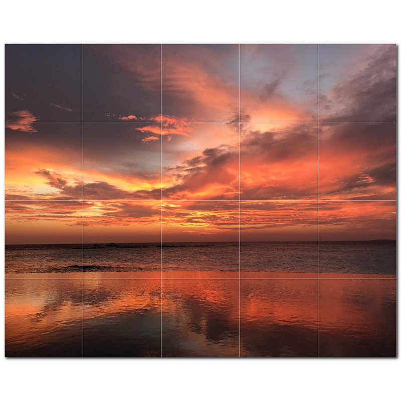 Murale décorative en céramique 4,25 po x 4,25 po Sunset