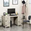 Bureau d'ordinateur avec rangement Farmhouse, bureau avec 2 tiroirs et 2 armoires, blanc crème