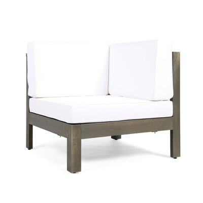 White Corner Sit Chair - Wood Frame, Cushion To Stains Work With Water- Cushions, 29.91W X 29.91D 26.56H