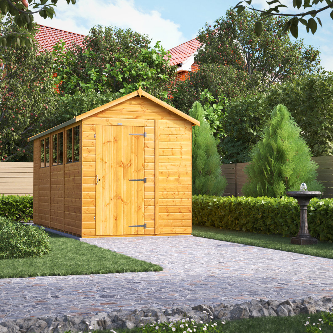 191 cm x 444 cm Gartenhaus mit Satteldach aus Nut- und Feder Vollholz