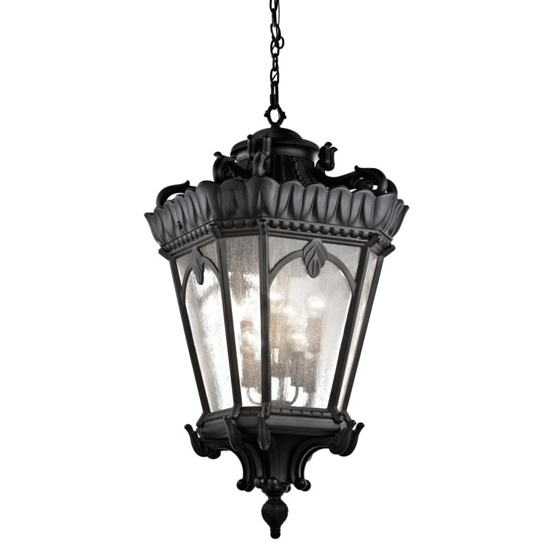 Lanterne suspendue d'extérieur 8 lumières Guzzi, Noir texturé